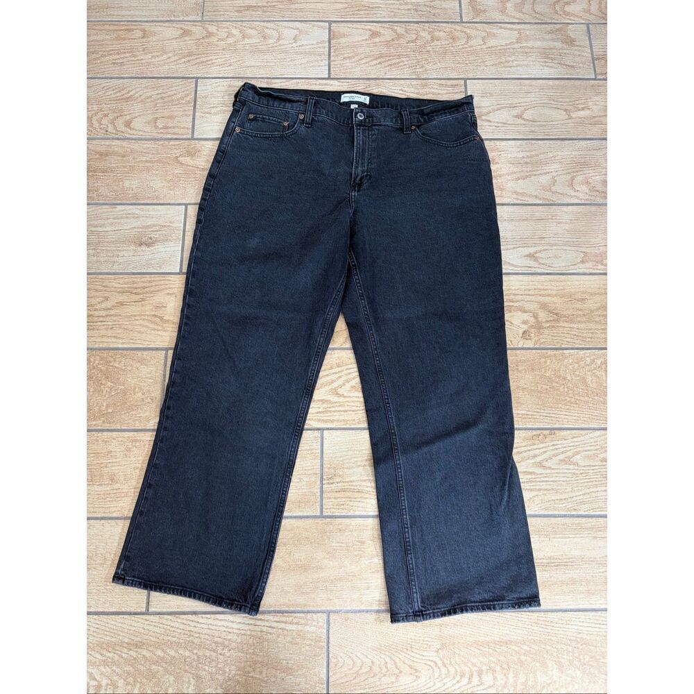 Abercrombie Curve Love The Baggy Low Rise Black Wide Leg Jeans Size 33/16R